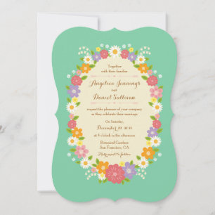Invitation Boho Rustic Floral Wreath Mariage (Monnaie)