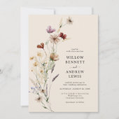 Invitation Boho Rustic Flowers Mariage (Devant)