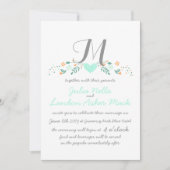 Invitation Boho Rustic Folk Art Mint Mariage (Devant)