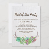 Invitation Boho Rustic Mint Floral Succulent Tea Party (Devant)