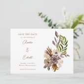 Invitation Boho Rustic Nature Plum Floral Enregistrer la cart (Debout devant)