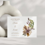 Invitation Boho Rustic Nature Plum Floral Enregistrer la cart<br><div class="desc">Le design présente un bel arrangement floral aquarelle dans des tons doux et terreux avec une atmosphère intemporelle et élégante. Avec un mélange de joli script et de polices serif modernes, cette sauvegarde de la carte de date est parfait pour n'importe quel style de mariage. Personnalisez-le avec vos détails et...</div>