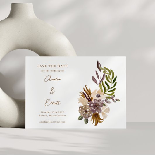 Invitation Boho Rustic Nature Plum Floral Enregistrer la cart
