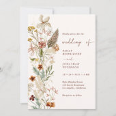 Invitation Boho Rustic Neutral Floral Mariage (Devant)