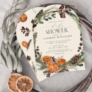 Invitation Boho Rustic Orange Baby shower botanique moderne