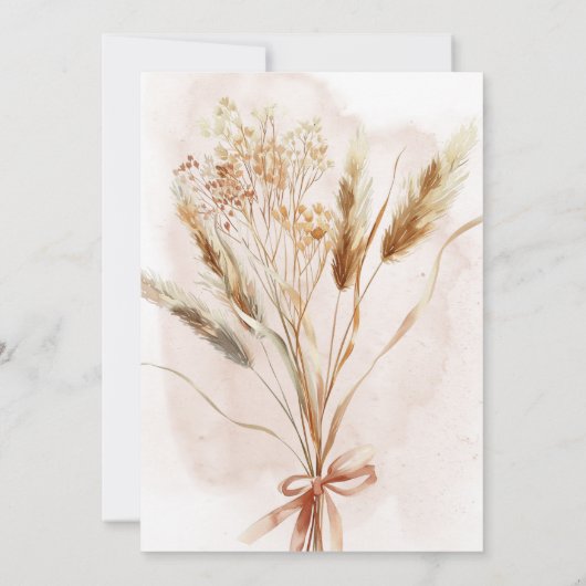 Invitation Boho Rustic Pampas & Bouquet Séché Déjeuner nuptia (Dos)
