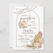 Invitation Boho Rustic Pampas Grass Blanc Citrouille Annivers (Devant)