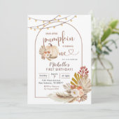 Invitation Boho Rustic Pampas Grass Blanc Citrouille Annivers (Debout devant)