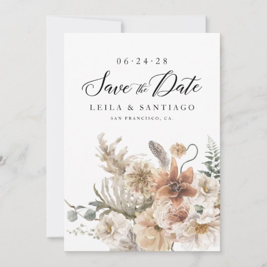 Invitation Boho Rustic Pampas Grass Enregistrer la date Invit (Devant)