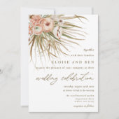 Invitation Boho Rustic Pampas Grass Peach Floral Mariage (Devant)