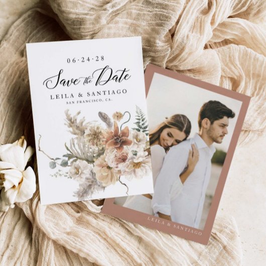 Invitation Boho Rustic Pampas Mariage en herbe Enregistrer la
