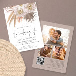 Invitation Boho Rustic Pampas Script QR 3 Mariage photo<br><div class="desc">Boho Rustic Pampas Script QR Code 3 Mariage photo. Ajoutez votre code QR à votre site Web mariage au dos fait de cette option pratique pour vos invités à RSVP et voir tous les détails sans avoir besoin de RSVP séparé et de cartes de détails. Votre code QR sera généré...</div>
