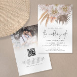 Invitation Boho Rustic Pampas Script QR Code Mariage photo<br><div class="desc">Boho Rustic Pampas Script QR Code Mariage photo. Ajoutez votre code QR à votre site Web mariage au dos fait de cette option pratique pour vos invités à RSVP et voir tous les détails sans avoir besoin de RSVP séparé et de cartes de détails. Votre code QR sera généré automatiquement...</div>