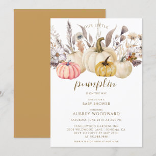 Invitation Boho Rustic Petit Baby shower Citrouille