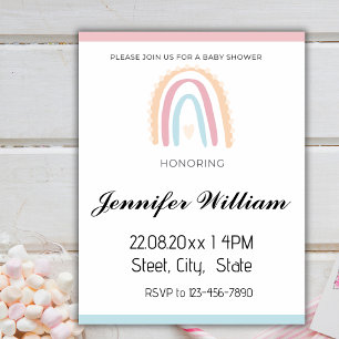 Invitation Boho Rustic Rainbow Baby shower neutre genre