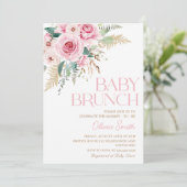 Invitation Boho Rustic Rose Floral Baby shower de Brunch pour (Debout devant)