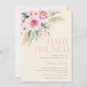 Invitation Boho Rustic Rose Floral Baby shower de Brunch pour (Devant)