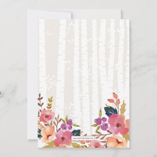 Invitation Boho Rustic Spring Birch Baby shower boisé (Dos)