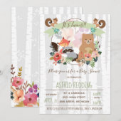 Invitation Boho Rustic Spring Birch Woodland Twins Douche (Devant / Derrière)