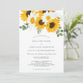 Invitation Boho Rustic Sunflowers Feuille Mariage virtuel (Debout devant)