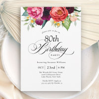 Boho Rustic Watercolor Floral 80e fête d'anniversa