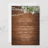 Invitation Boho Rustic Wood Greenery Elegant QR Code Wedding (Devant)