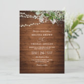 Invitation Boho Rustic Wood Greenery Elegant QR Code Wedding (Debout devant)