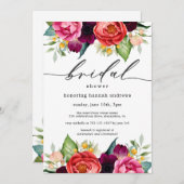 Invitation Boho rustique aquarelle Fête des mariées florale (Devant / Derrière)