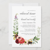 Invitation Boho Rustique Aquarelle Floral Dîner de répétition (Devant)