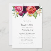 Invitation Boho Rustique Aquarelle Florale Tout en un Mariage (Devant)