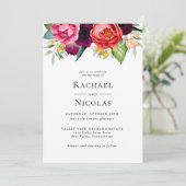 Invitation Boho Rustique Aquarelle Florale Tout en un Mariage (Debout devant)