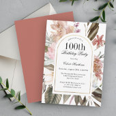 Invitation Boho Rustique Arch Frame Floral 100e fête d'annive