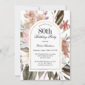 Invitation Boho Rustique Arch Frame Floral 80e fête d'anniver (Devant)