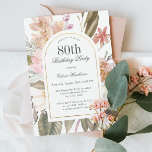 Invitation Boho Rustique Arch Frame Floral 80e fête d'anniver