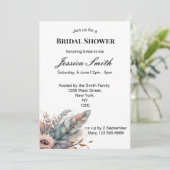 Invitation Boho rustique argent et Fête des mariées florale r (Debout devant)