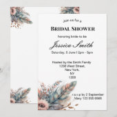 Invitation Boho rustique argent et Fête des mariées florale r (Devant / Derrière)