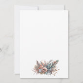 Invitation Boho rustique argent et Mariage floral rose (Dos)