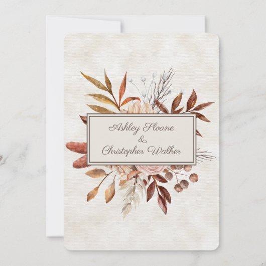 Invitation Boho Rustique Automne Automne Mariage Floral (Dos)