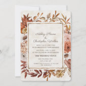 Invitation Boho Rustique Automne Automne Mariage Floral (Devant)