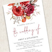 Invitation Boho Rustique Automne Florals QR Code Mariage