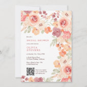 Invitation Boho rustique automne pêche blush qr code nuptiale (Devant)