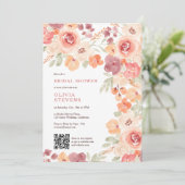 Invitation Boho rustique automne pêche blush qr code nuptiale (Debout devant)