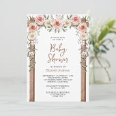 Invitation Boho Rustique Baby shower de la canopée photo Flor (Debout devant)