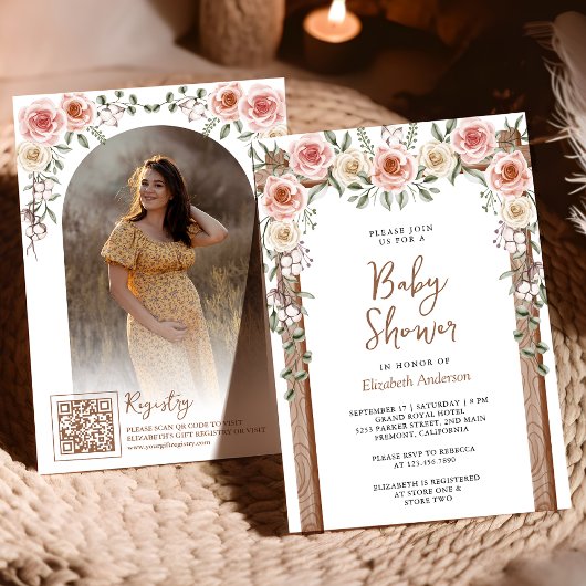 Invitation Boho Rustique Baby shower de la canopée photo Flor