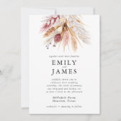 Invitation Boho Rustique Beige Neutre Floral Mariage (Devant)