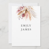 Invitation Boho Rustique Beige Neutre Floral Mariage (Dos)