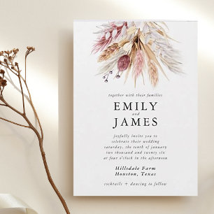 Invitation Boho Rustique Beige Neutre Floral Mariage