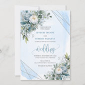 Invitation Boho rustique bleu poussiéreux mariage (Devant)
