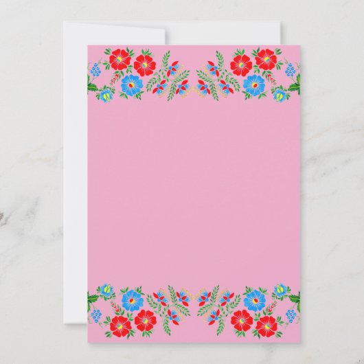 Invitation Boho Rustique Bleu Rouge Roses Pays Floral Mariage (Dos)