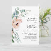 Invitation Boho Rustique Blush Floral et Mariage de verdure (Debout devant)